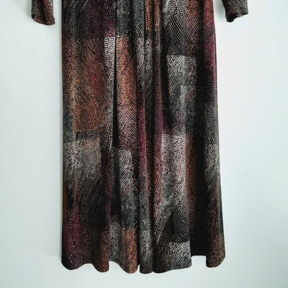 EVAN PICONE | Midi Length Surplice V-Neck Soft Stretchy Dress Abstract Print  10 - Picture 4 of 14